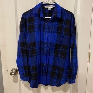 ON Blue Plaid Lightweight Boyfriend Shirt NWOT
